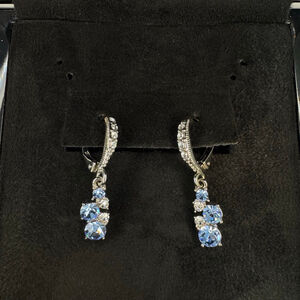 GIVENCHY Silver-Tone Scatter Cluster Blue Drop Earrings